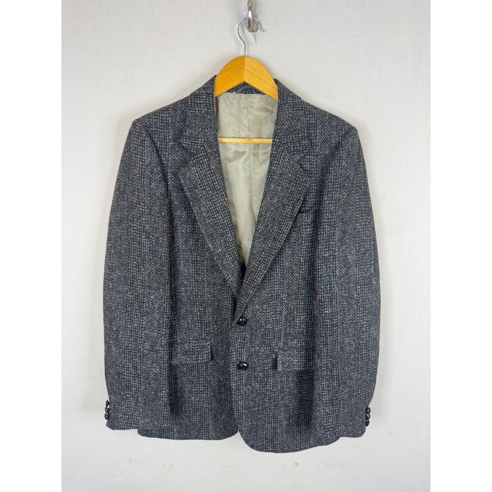 Harris Tweed Trioni Jack Fraser Gray Wool Blazer Sport Coat Men 38R Scotland
